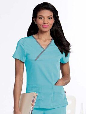 Urbane Ultimate 9407 Mandi Crossover Scrub Top Medical Uniform Small Aqua Steel